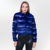 Casaco Round Diamond em pele de coelho e couro pelica de cabra com bolso feminino Fabiane Frank Fur and Shop quentinho para o frio do outono inverno 2024 2025 Azul Royal MArinho Escuro Frente Fechado