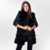 Colete Maxi pele de coelho longo trançado em base de tricot feminino Fabiane Frank Fur and Shop quentinho para o frio do outono inverno 2024 2025 tamanhos P M G Preto Frente