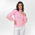 BLUSA ZIG Rosa Claro sueter básico gola alta soft em malha tricot viscose poliester cashmere macio com detalhe trançado em pele natural coelho feminino por Fabiane Frank quentinha para o frio outono inverno 2024 2025 Gramado Fur and Shop