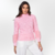 BLUSA ZIG Rosa Claro sueter básico gola alta soft em malha tricot viscose poliester cashmere macio com detalhe trançado em pele natural coelho feminino por Fabiane Frank quentinha para o frio outono inverno 2024 2025 Gramado Fur and Shop 2