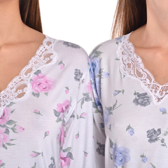 Pijama Flores y Puntillas - comprar online