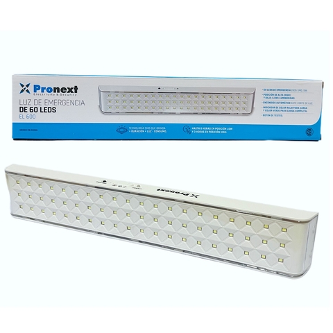 Luz emergencia 60 leds 3/6hs batería litio 3,7v 1,8A/h ProNext®