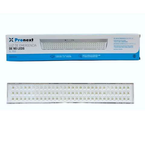 Luz emergencia 90 leds 3/6hs batería litio 3,7v 2,4A/h_ProNext®