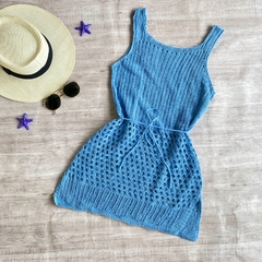 Saida de praia de crochê - Azul - Fremin | Moda Praia