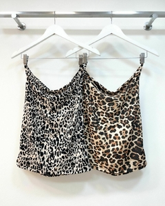 [SEDA FRÍA] Musculosa Tiras Cruzadas Animal Print - Lea en internet