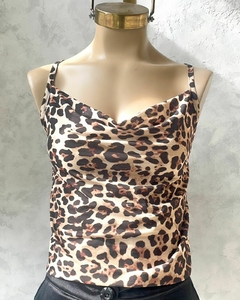 [SEDA FRÍA] Musculosa Tiras Cruzadas Animal Print - Lea