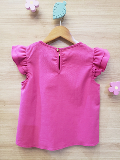 Conjunto short mix cores + blusa babados rosa pink - loja online