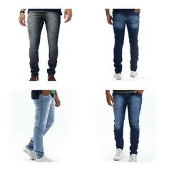 Kit com 3 Calças Jeans  Masculinas Slim Com Lycra - comprar online