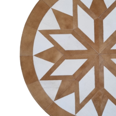 Tapete de couro Mandala Caramelo e Off White