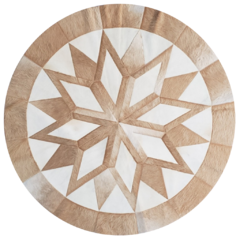 Tapete de couro Mandala Bege e Off White - comprar online