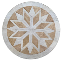 Tapete de couro Unique Mandala Off White e Bege 1,45m