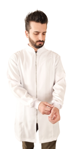 Jaleco Dubai Masculino Branco Manga Longa com Punho e Ziper - comprar online