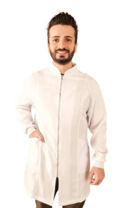 Jaleco Dubai Masculino Branco Manga Longa com Punho e Ziper na internet