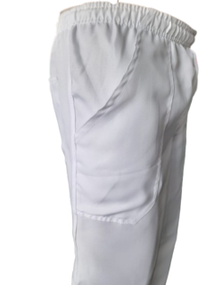 Calça Masculina Uniforme com Elástico Branca - Jalecos-Bordados-Dolmãs-Uniformes- Rafaella Uniformes e Bordados