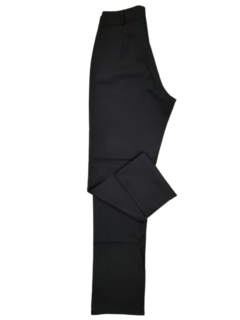 Calça Social Feminina Preta, cintura alta, com passadeira para cinto, sem bolso.  Tecido confortável e elegante, composto 94% poliéster e 6% elastano. 