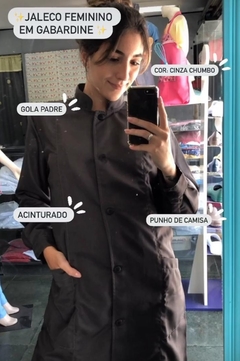 Jaleco hospitalar feminino em gabardine tecido de primeira linha colorido manga longa punho de camisa Disponível nas cores branco grafite rosa verde hospitalar preto