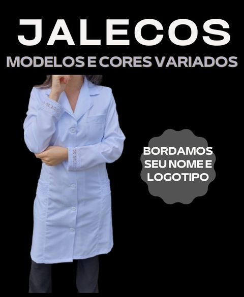 Imagem do banner rotativo Jalecos-Bordados-Dolmãs-Uniformes- Rafaella Uniformes e Bordados