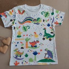 Camiseta uni alg MC Dinos brincando - Est fr e ct - A210