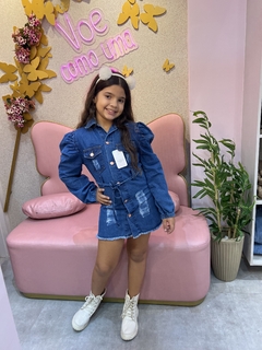 Vestido Jeans Manga - Essência de menina