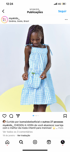 Vestido Cerejinha Azul - Amora Kids