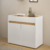 Gabinete multiusos MN2 de color blanco con detalles en madera, ideal para almacenamiento y organización.