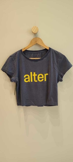 Cropped "Alter" - azul marinho com amarelo - comprar online