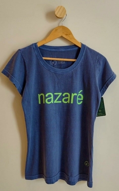 Camiseta Baby Long "Nazaré" - azul marinho com verde