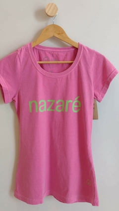 Camiseta Baby Long "Nazaré" - rosa com verde