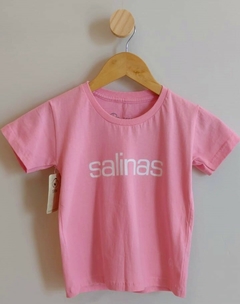 Camiseta infantil "Salinas" - rosa com branco