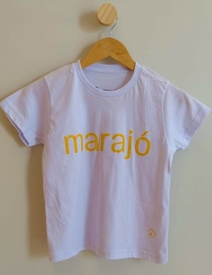 Camiseta infantil "Marajó" - branco com mostarda