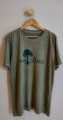 Camiseta unissex "Amazônia" - verde militar com verde musgo