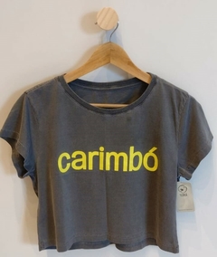 Cropped "Carimbó" - cinza chumbo com amarelo