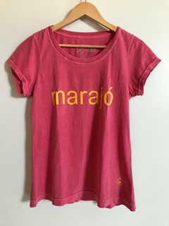 Camiseta babylong "Marajó" vermelha com mostarda