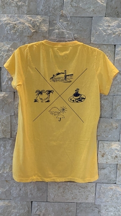 Camiseta babylong "Alma Paraense" amarelo com azul marinho - comprar online