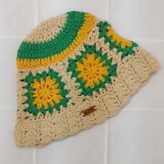 Sombrero Piluso hilo amarillo verde