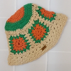 Sombrero Piluso hilo naranja verde