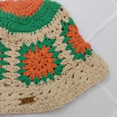 Sombrero Piluso hilo naranja verde - comprar online