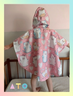 PONCHO GATO ROSA de Toalla / Salida de baño - Ato tienda bebes y niños