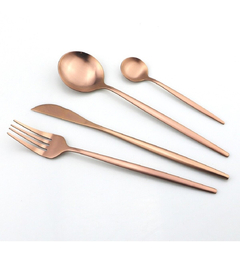 Faqueiro Kit De Talheres 24 Peças Rose Gold Inox Elegante - loja online