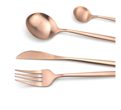 Faqueiro Kit De Talheres 24 Peças Rose Gold Inox Elegante