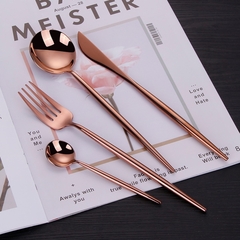 Faqueiro Kit De Talheres 24 Peças Rose Gold Inox Elegante - comprar online