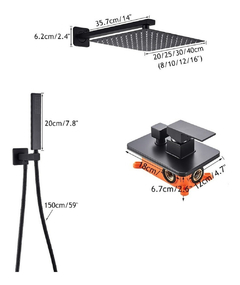 Chuveiro Luxo Preto Fosco Monocomando Quente Frio Parede - comprar online