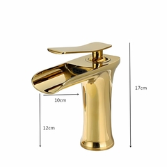 Torneira Banheiro Lavabo Monocomando Cascata Dourado Brilho - F5 Store oficial