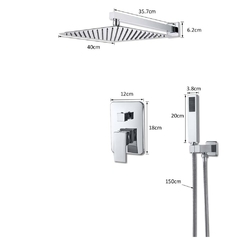 Chuveiro Prata 40cm Moderno Monocomando Parede Quente Fria