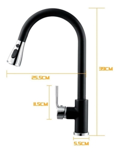 Torneira Bancada Extensivel Luxo Gourmet Preto Fosco