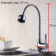 Torneira Cozinha Pia Monocomando Flexível Prateada Luxo