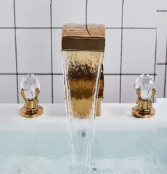 Torneira Misturador Lavabo Banheiro Duplo Comando Dourada - comprar online