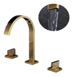 Torneira Misturador Luxuosa Banheiro Duplo Comando Gold Ouro - F5 Store oficial