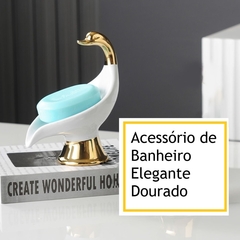 Acessório Banheiro Luxo Porta Sabonete Branco Dourado Gold - comprar online