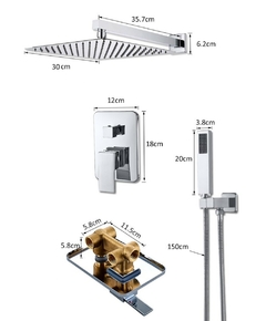 Chuveiro Ducha Quadrado Prata Chuveirinho Misturador Moderno - F5 Store oficial